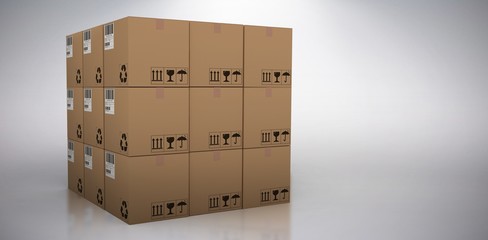 Poster - Composite image of 3d image of cardboard boxes