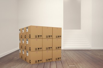 Poster - Composite image of 3d image of cardboard boxes