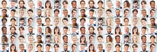 Fotomural Viele Geschäftsleute Porträts als multikulturelles Team