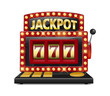 © sergey985 - Red slot machine wins the jackpot Isolated on white background. Casino big win slot machine vector illustration