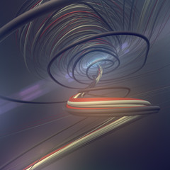 Poster - Interlacing abstract colored curves. 3D rendering