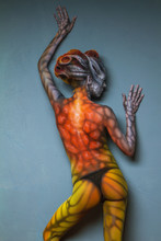 Body Art Is Created In My Private Studio For The Conceptual Case, The Idea Of Animal Fantasy Woman Dragon 