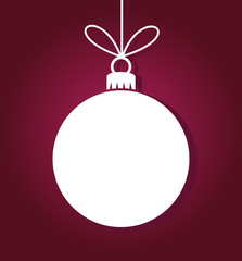 White ball ornament on purple background