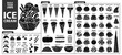 © Plawarn - Set of isolated all part of ice cream for build your own style. Cute hand drawn in silhouette and white outline.