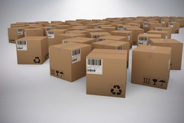Poster - Composite image of cardboard courier boxes
