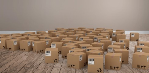 Poster - Composite image of group of computer generated cardboard boxes