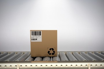 Poster - Composite image of packed carton box on production line