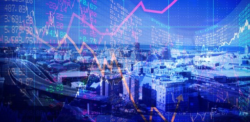 Poster - Composite image of stocks and shares
