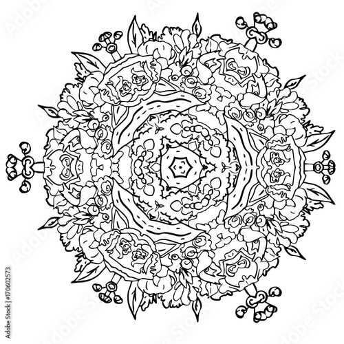 Download Floral Mandala Sacred Geometry Shape For Design Prints Textile Fabric Ink Botanical Illustration Graphic Abstract Background For Coloring Book Pages Wallpapers Interior Decor Stock Vector Adobe Stock