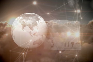 Poster - Composite image of 3d image of planet earth and box
