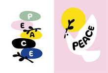 Peace Day Card With Balanced Stones And Dove Holding Olive Branch