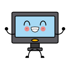 Sticker - Television media technology cute kawaii cartoon icon vector illustration