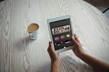 Poster - Composite image of slot machine with text and numbers on mobile