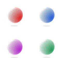 Fototapete - Abstract globe dotted sphere. 3d halftone effect vector background. Black and white vector illustration.