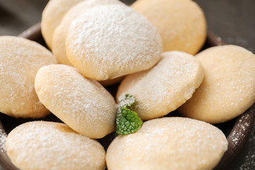 Wall Mural - Plate with homemade lemon cookies, closeup