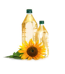 Sticker - Bottles of cooking oil, isolated on white