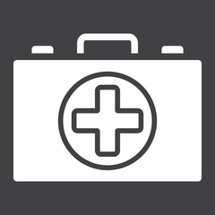 Wall Mural - First aid kit box glyph icon, medicine and healthcare, medical case sign vector graphics, a solid pattern on a black background, eps 10.