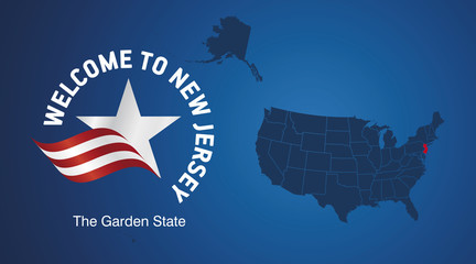 Welcome to New Jersey USA map banner logo icon