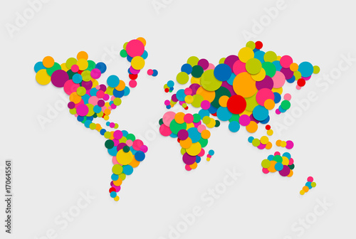 Cuadros en Lienzo Circle world map modern color concept illustration