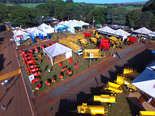 SAO PAULO, BRAZIL - May 1, 2017: Aerial view of Agrishow, 24th International Trade Fair of Agricultural Technology taking place in Ribeirao Preto.