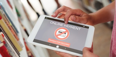 Poster - Composite image of online payment text on phone screen