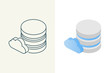 Cloud database isometric linear and flat icons