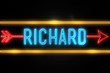 Richard  - fluorescent Neon Sign on brickwall Front view
