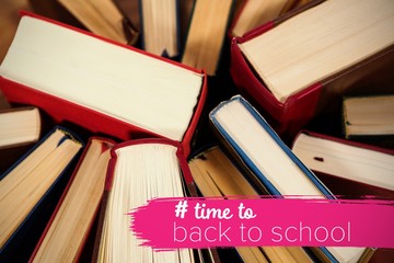 Poster - Composite image of back to school text with hashtag 