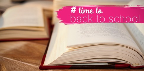 Poster - Composite image of back to school text with hashtag 