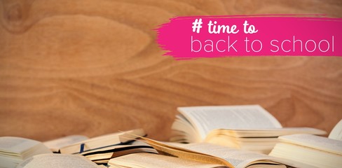 Poster - Composite image of back to school text with hashtag 