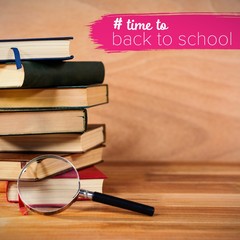 Poster - Composite image of back to school text with hashtag 