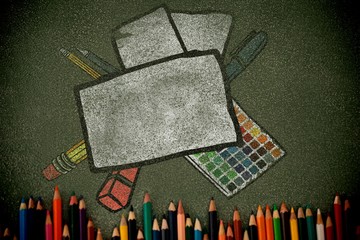 Poster - Composite image of illustration image of school supplies