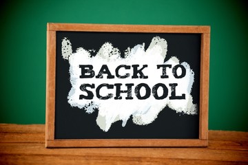 Poster - Composite image of back to school text on green and blue splash