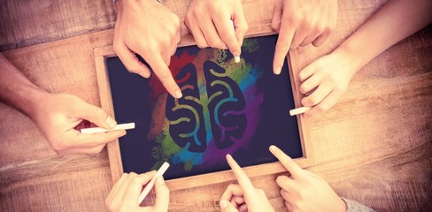 Poster - Composite image of graphic image of brain on colorful splash