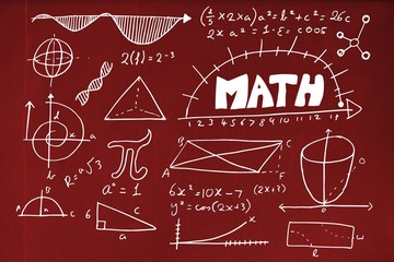 Poster - Composite image of maths text with geometric shapes
