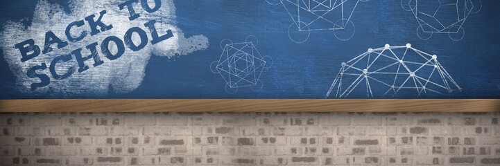 Poster - Composite image of back to school text on green and blue splash