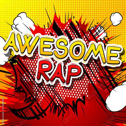 Plakaty Rap  niesamowity-rap-komiksowe-slowo-na-abstrakcyjnym-tle