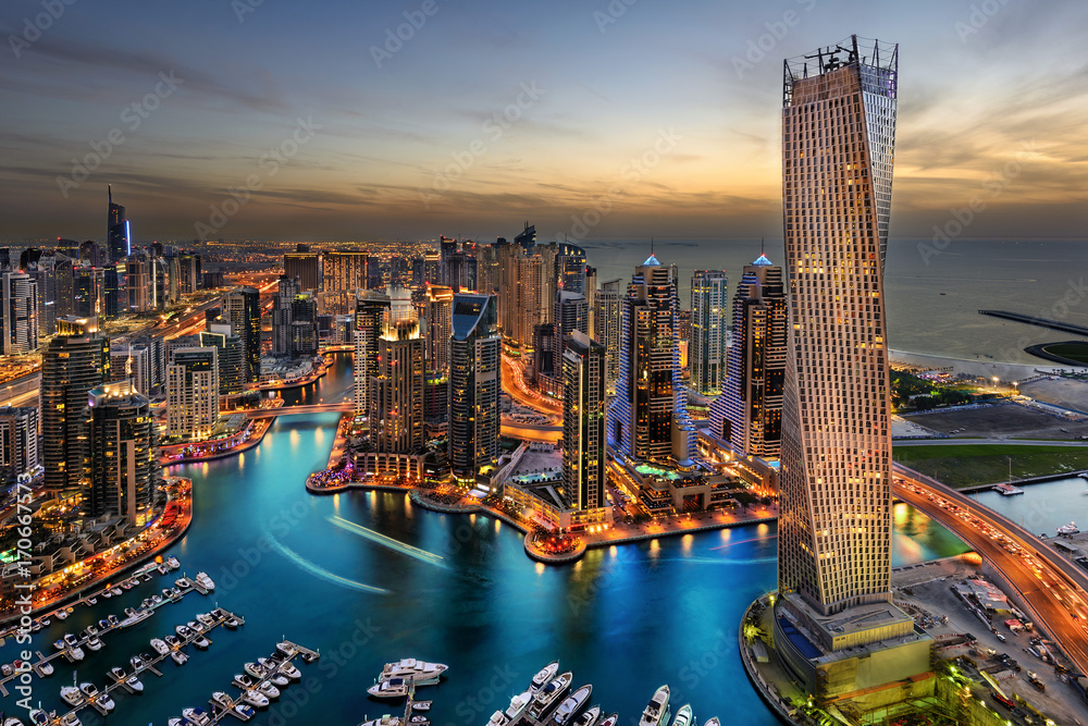 Dubai Marina Bay - obrazy, fototapety, plakaty 