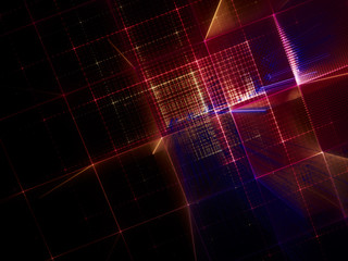 Poster - Abstract background texture. Fractal graphics series. Three-dimensional composition of repeating grids. Information technology concept.