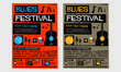 Blues Festival (Flat Style Vector Illustration Quote Poster Design) Event Invitation with Venue, Artist, Ticket and Time Details
