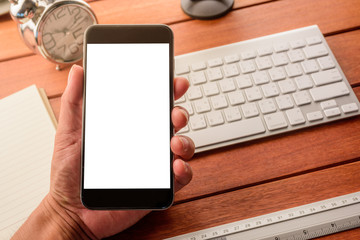 Aufkleber - hand use smart phone with blank empty screen