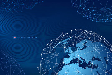 Poster - Modern vector design. The global communication network around planet earth.