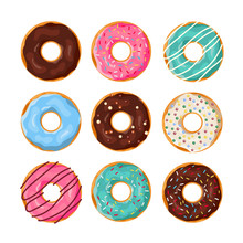 Set Of Cartoon Donuts