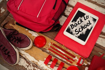 Poster - Composite image of back to school text on pink splash
