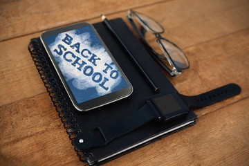 Poster - Composite image of back to school text on green and blue splash