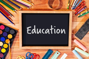 Poster - Composite image of education text over white background