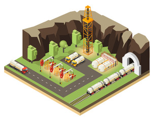 Wall Mural - Isometric Oil Extraction Concept