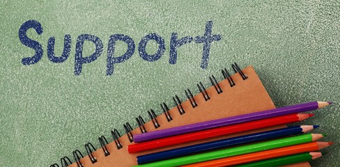 Poster - Composite image of support text against white background
