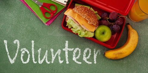 Poster - Composite image of volunteer text against white background