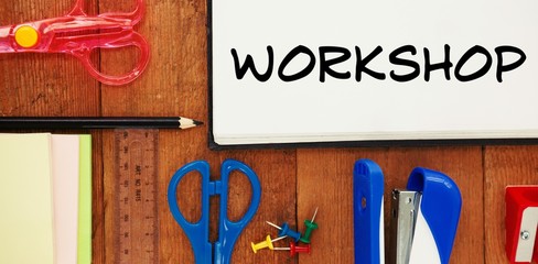 Poster - Composite image of workshop text on white background